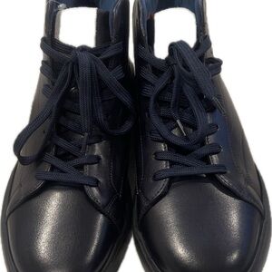 G BROWN Black Low-Top Leather Sneakers